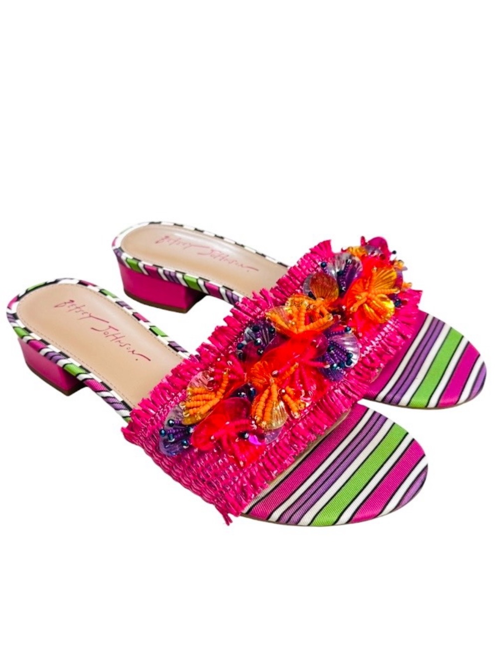 Betsy Johnson Peyten Pink Floral Slide Sandals for Women Size 8